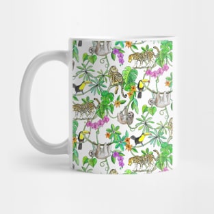 Rainforest Friends - watercolor animals on mint green Mug